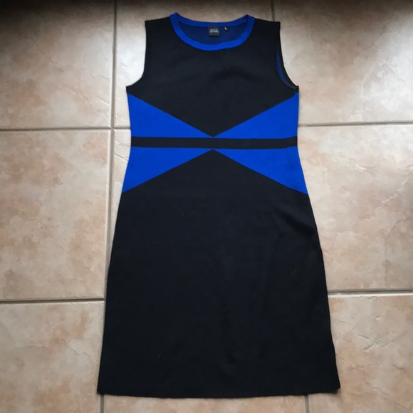 Saks Fifth Avenue Black Label Dresses & Skirts - Saks Fifth Avenue Black & Cobalt Knit Dress Medium